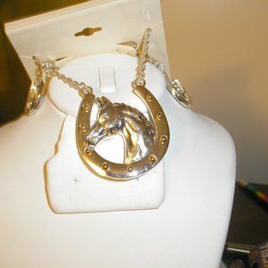 Horse Shoe Necklace and Errings